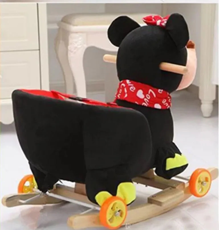 2-in-1 Plush Animal Rocking Chair with Wheels – Minnie Mouse Character Designs
