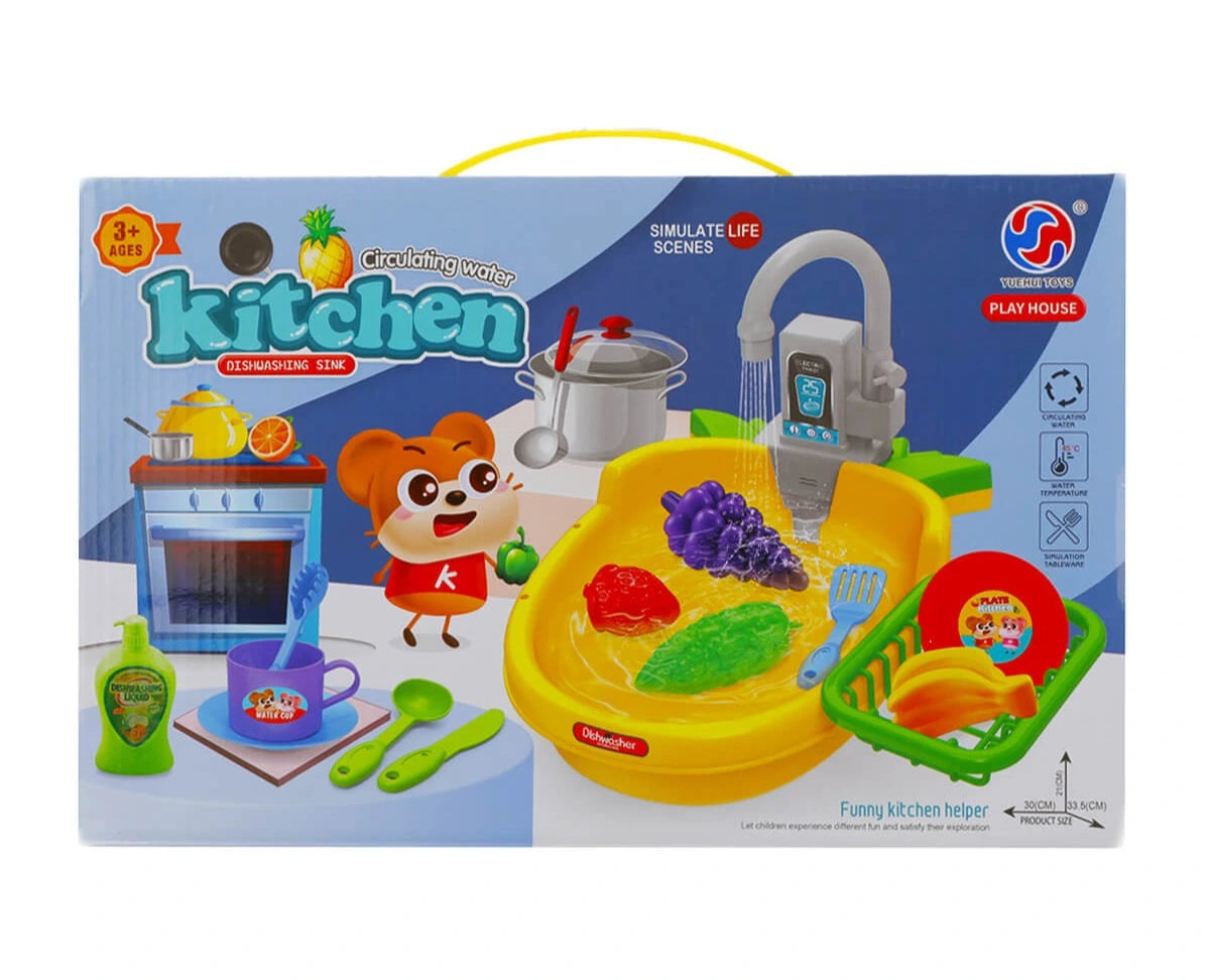 Kitchen Sink Toy 15 Pcs Set – Simulated Dishwashing with Real Water & Accessories (3+ Years)