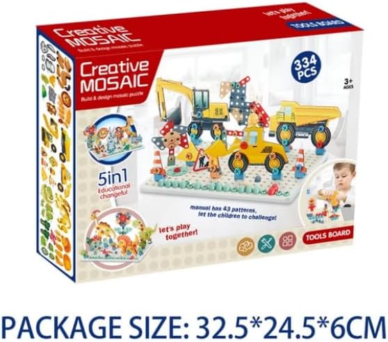 Creative Mosaic Puzzle Set 5-in-1 Building & Design Kit (334 Pcs) - Magic Plate