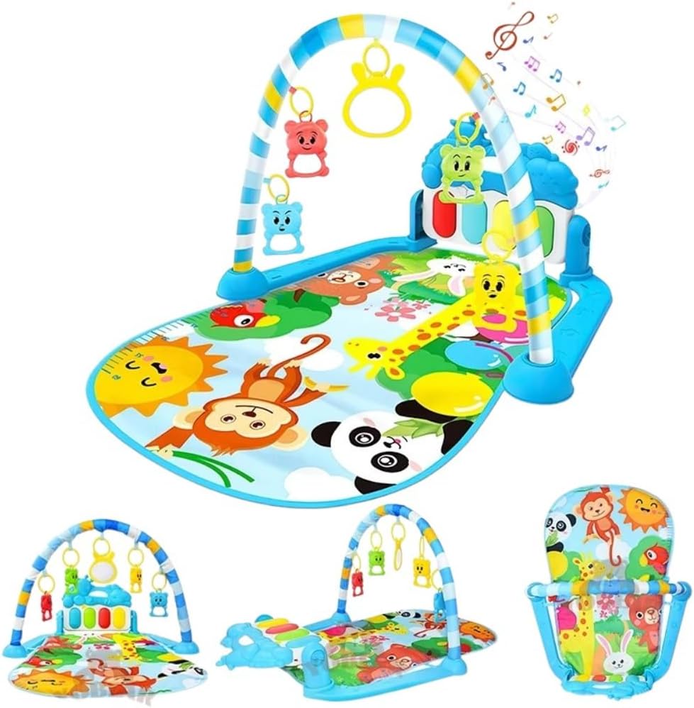 Baby Piano Play Mat with Hanging Toys and Musical Features