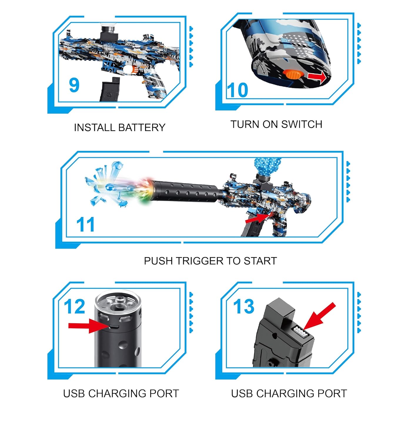 MP5 Electric Gel Blaster Gun – Smoke Version For kids