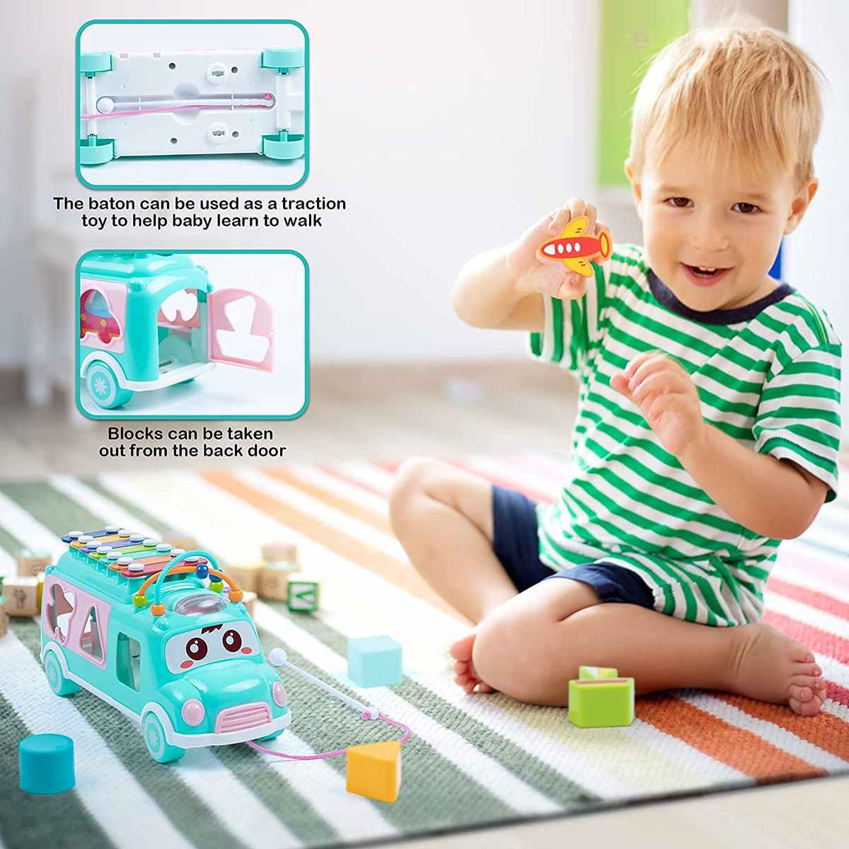 Music Bus Toy - Shape Sorter & Xylophone