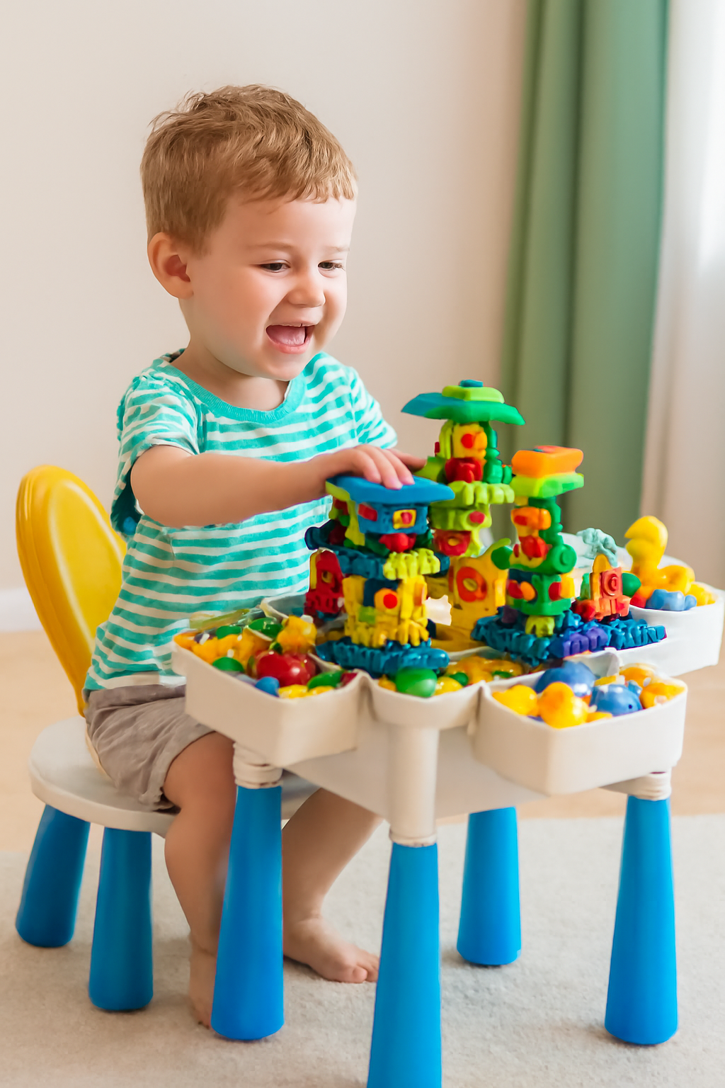 3-in-1 Building Block Table Set with Chair – 105 Pcs