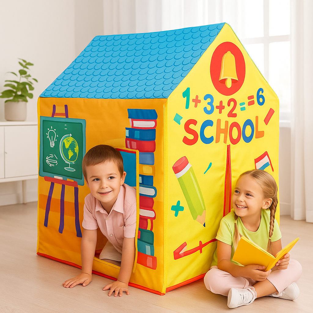 Interactive Pop-Up School House Tent – Educational Playhouse for Kids