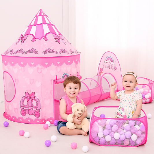 3PC Princess Play Tent, Tunnel & Pool for Girls Toddlers Playhouse Balls are Not Include.