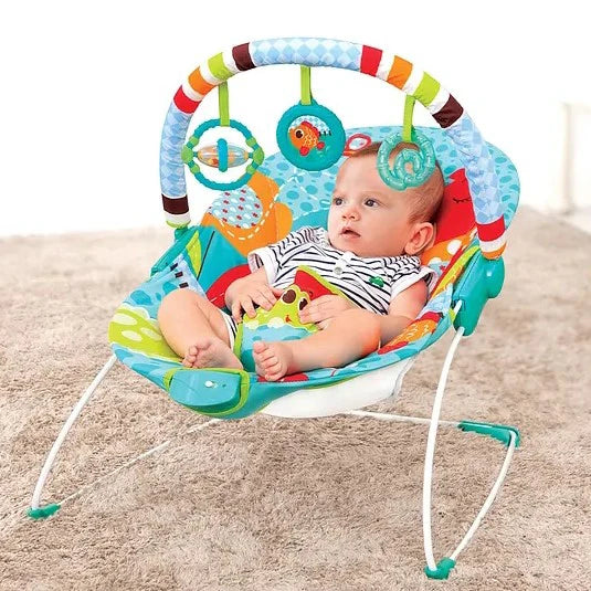 Colorful Baby Bouncer with Toy Bar – Soft & Secure