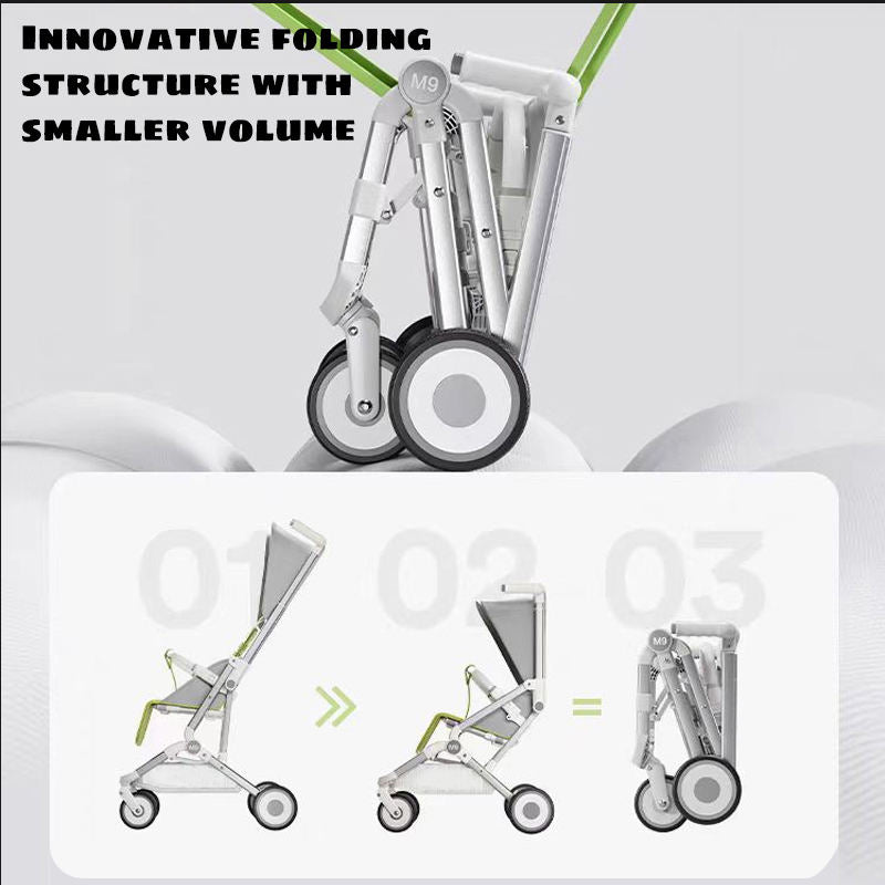 Luxury Baby Stroller – Foldable Travel Pram with Sunshade & Safety Harness (White)