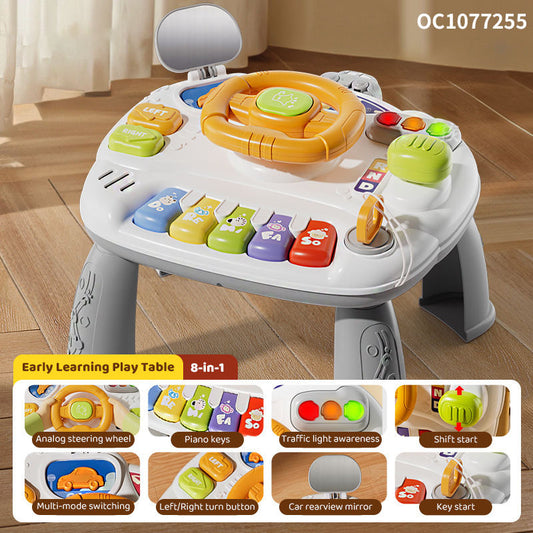 Multifunctional Cartoon Steering Wheel Activity Table for Kids – Musical Learning Game with Lights & Sounds