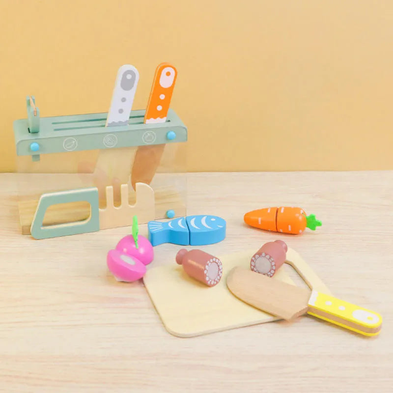 Little Kitchen Accessories + Colorful Fruit & Vegetable Cutting Toy (Pack 2)