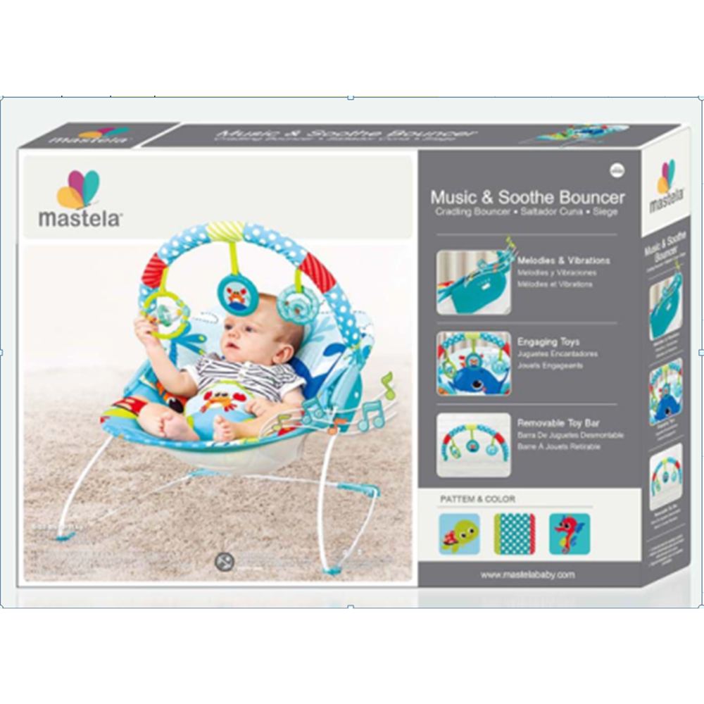 Colorful Baby Bouncer with Toy Bar – Soft & Secure