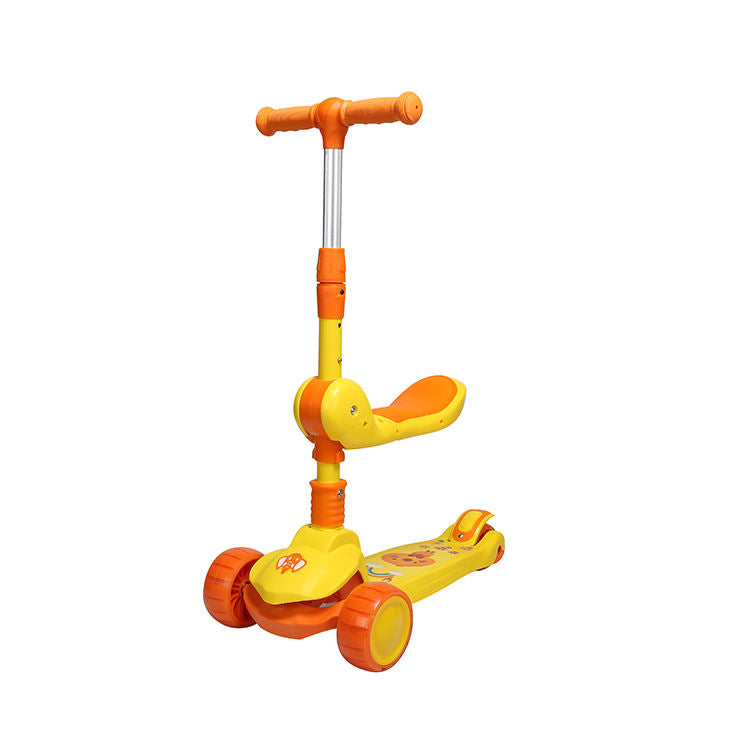 Adjustable Kids Scooter with Foldable Seat – Multi-Color 3-Wheel Ride