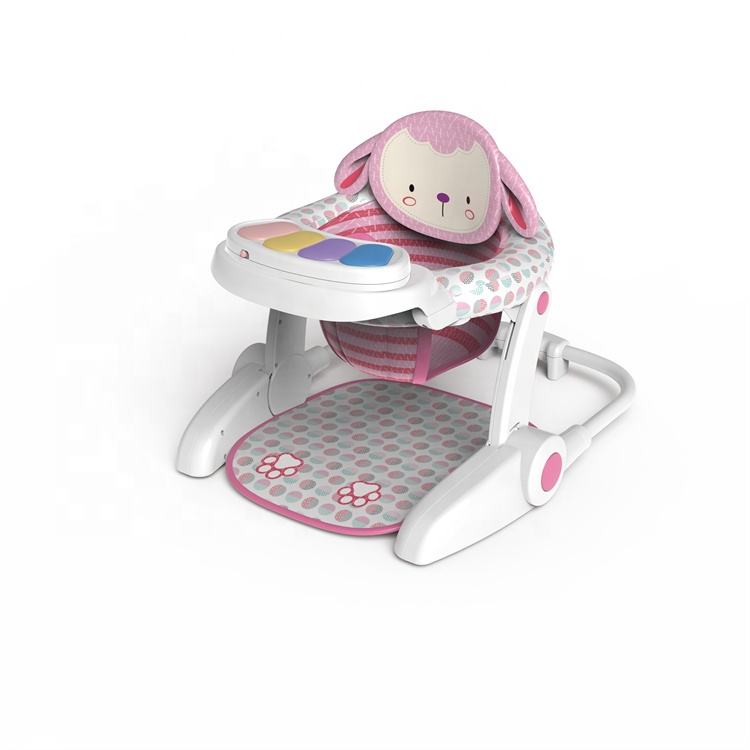 Multifunctional Baby Activity Chair with Lama Animal Backrest & Piano Tray – Foldable Booster Seat