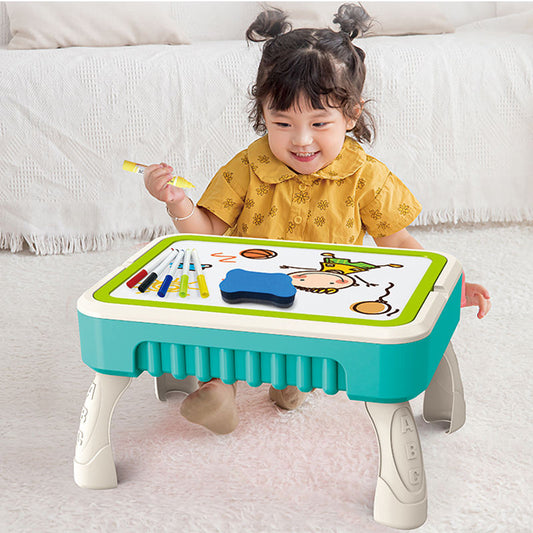2-in-1 Kids Activity Table – Drawing Board + Building Block Table with Storage & Accessories