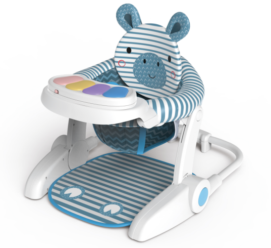 Multifunctional Baby Activity Chair with Zebra Animal Backrest & Piano Tray – Foldable Booster Seat