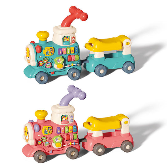 5 in 1 Musical Ride-On Train Toy with Lights & Sound – Push & Play Activity Toy for Toddlers