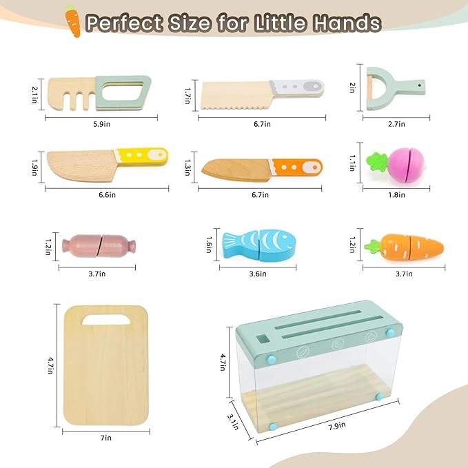 Little Kitchen Accessories – Wooden Pretend Play Cooking Set for Kids