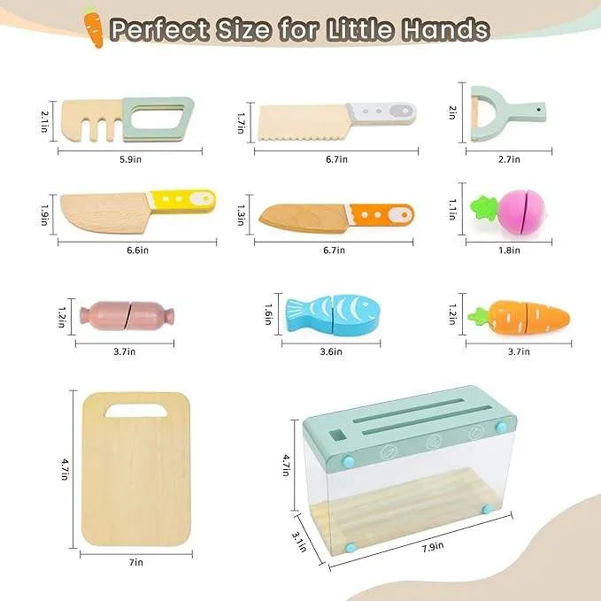 Little Kitchen Accessories + Colorful Fruit & Vegetable Cutting Toy (Pack 2)