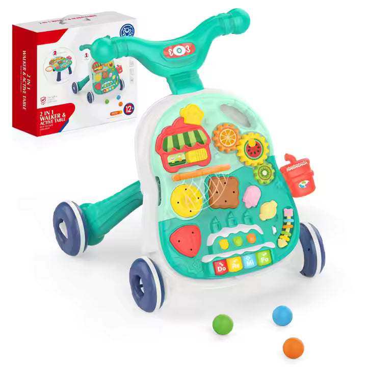 2-in-1 Baby Walker & Activity Table β Educational Toy for Early Learning (12M+)