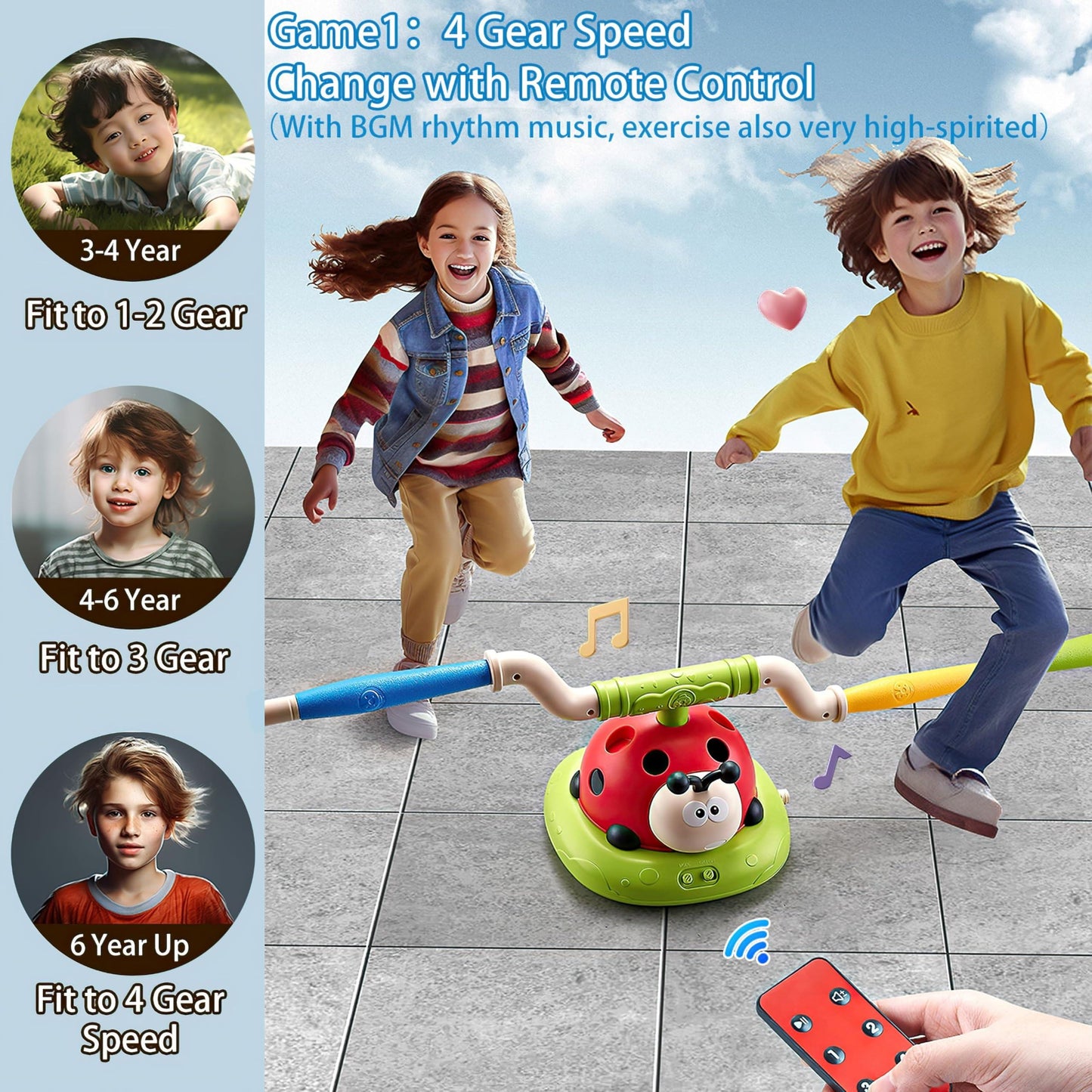 3-in-1 Kids Activity Toy – Jumping Game, Ring Toss & Rocket Launcher