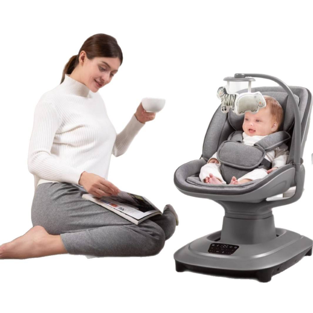 Multi-Motion Baby Cradle – 360° Rotating Electric Rocker with Music & Mosquito Net