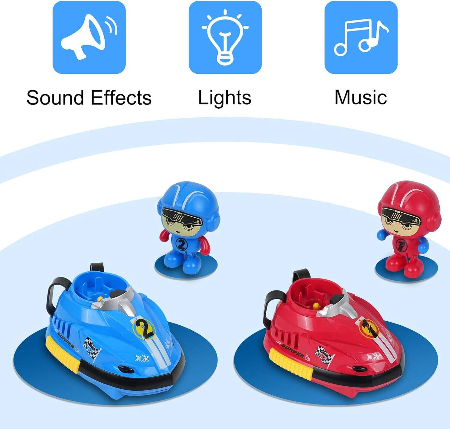 2 Remote Control Bumper Car Toy Set – Dual RC Cars with Ejecting Drivers, Lights & Music