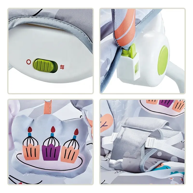 Baby Bouncer Rocker Chair – With Soothing Vibrations, Toy Bar & Safety Belt