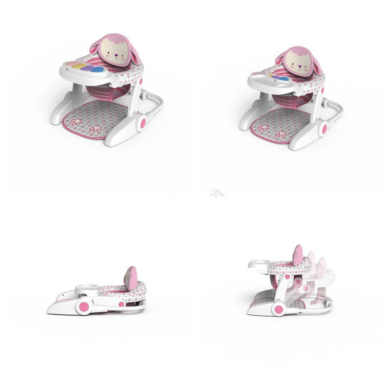 Multifunctional Baby Activity Chair with Lama Animal Backrest & Piano Tray – Foldable Booster Seat