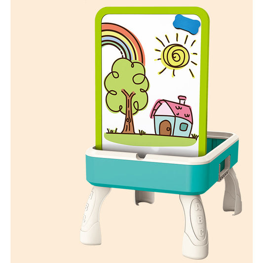 2-in-1 Kids Activity Table – Drawing Board + Building Block Table with Storage & Accessories