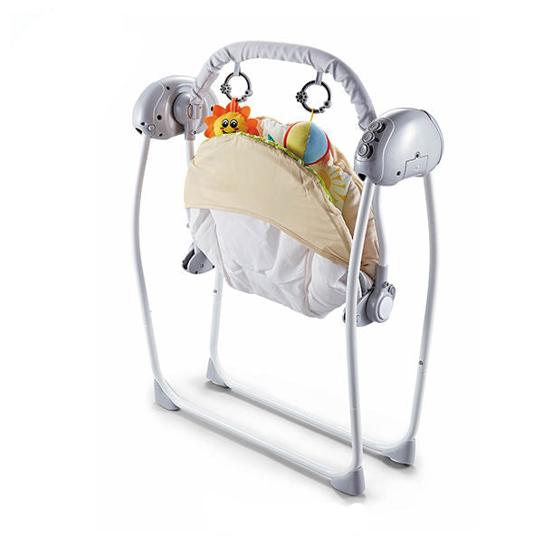 Electric Baby Swing with Remote Control – Soft Padded Seat & Hanging Toys | Music & Timer Function
