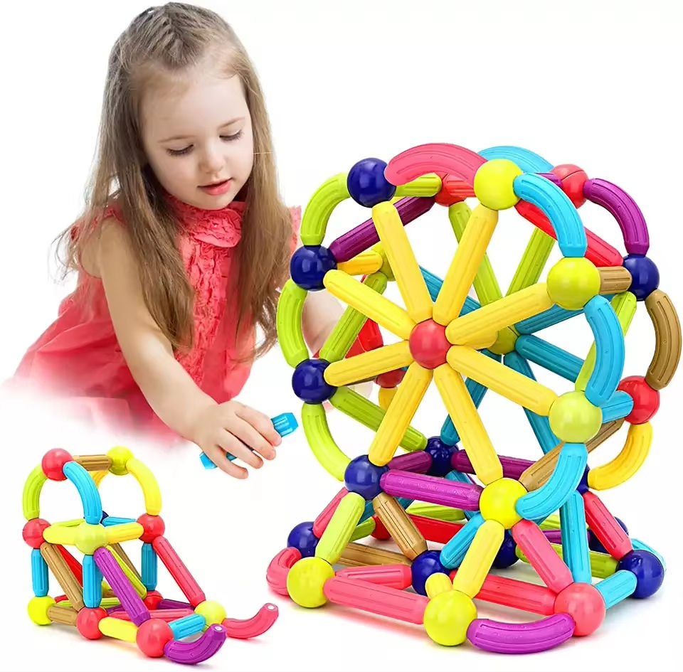 42-Piece Magnetic Construction Set – Colorful Rods & Balls Building Toy for Kids