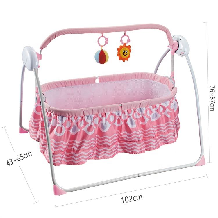 Baby Cradle Electric Rocking Bassinet with Remote Control Pink