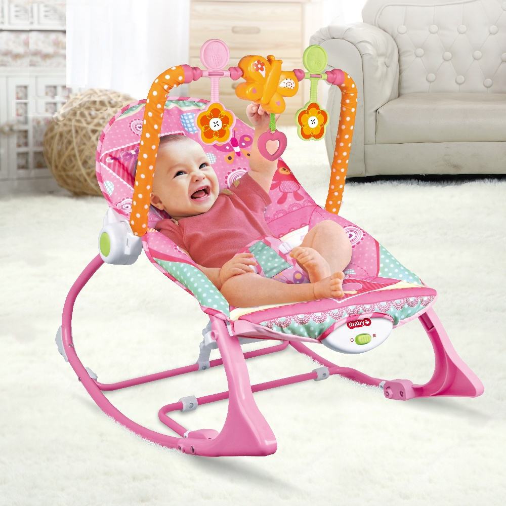 Infant to Toddler Rocker pink Animal Pattern Electric Musical Bouncer Baby Swing