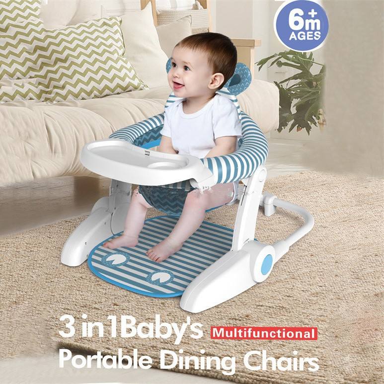 Multifunctional Baby Activity Chair with Zebra Animal Backrest & Piano Tray – Foldable Booster Seat