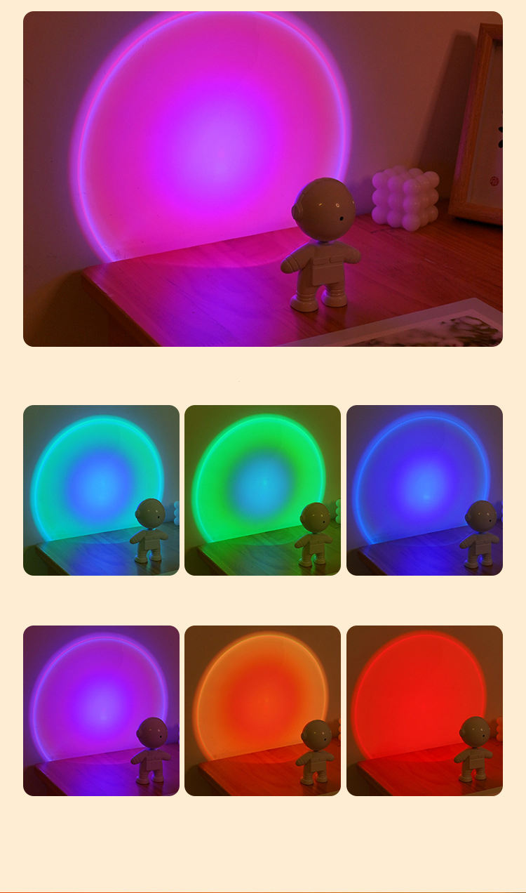 Astronaut Sunset Lamp – USB Rechargeable Mood Light with Built-in Battery