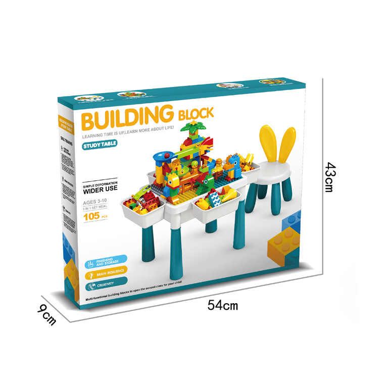 3-in-1 Building Block Table Set with Chair – 105 Pcs