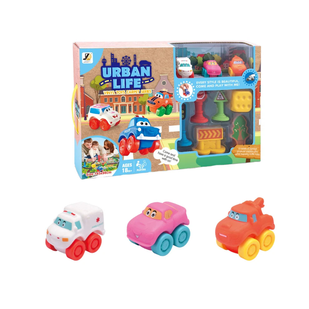 World Trip – Sliding Car Adventure with Play Mat with 3 cars