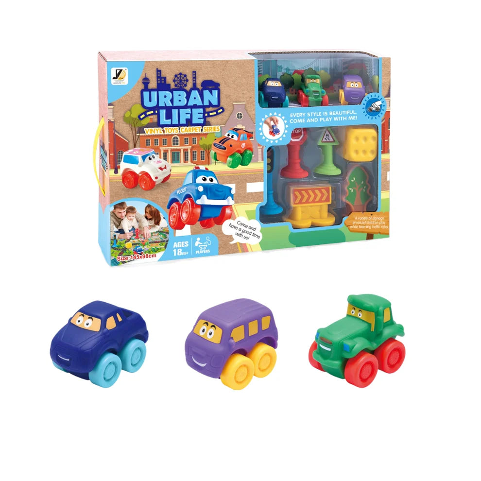 World Trip – Sliding Car Adventure with Play Mat with 3 cars