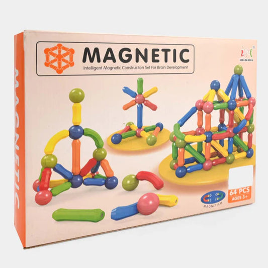 64-Piece Magnetic Construction Set – Colorful Rods & Balls Building Toy for Kids