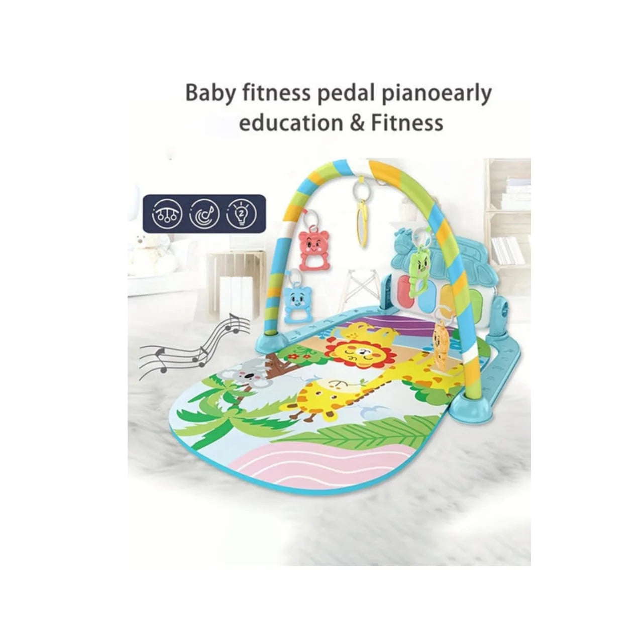 Children’s Pedal Piano Gym Mat – Baby Play Mat with Hanging Toys and Musical Keyboard