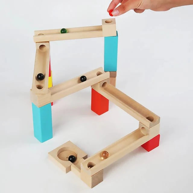 Stitching Ball Track Toys – Wooden Marble Run Toy Set for Kids