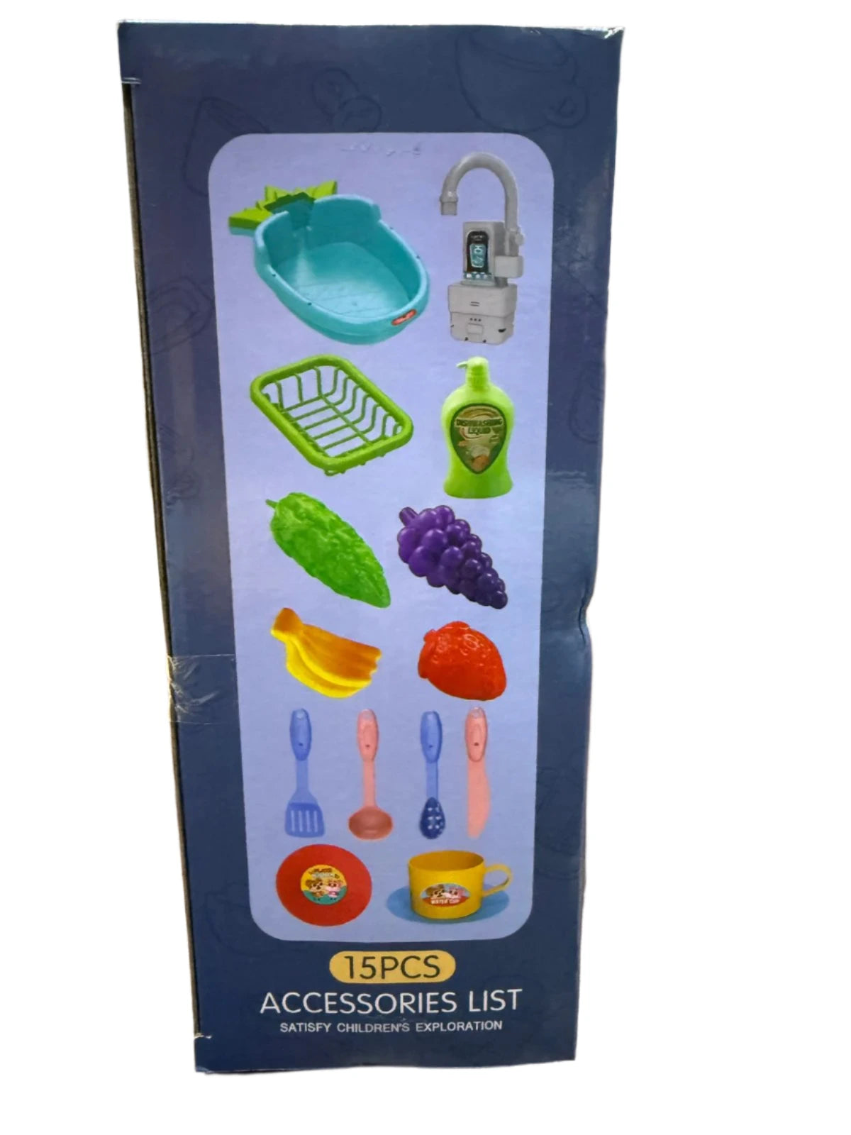 Kitchen Sink Toy 15 Pcs Set – Simulated Dishwashing with Real Water & Accessories (3+ Years)