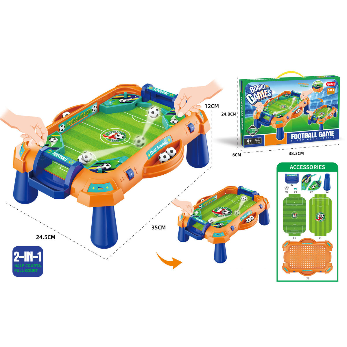 2-in-1 Tabletop Football Game Set for Kids – Mini Soccer Board Game with Accessories