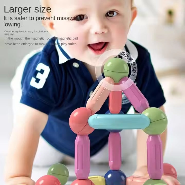 96-Piece Magnetic Building Block Set – STEM Construction Toy for Kids (Rainbow Colors)