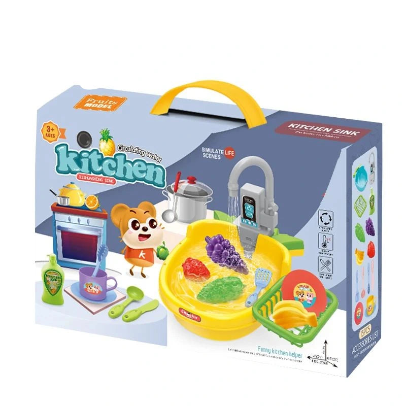 Kitchen Sink Toy 15 Pcs Set – Simulated Dishwashing with Real Water & Accessories (3+ Years)