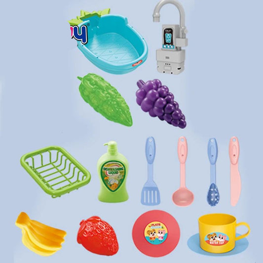 Kitchen Sink Toy 15 Pcs Set – Simulated Dishwashing with Real Water & Accessories (3+ Years)