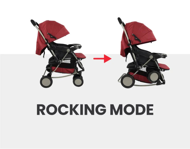 Premium Foldable Baby Stroller – Comfortable, Travel-Friendly Pram (Red)