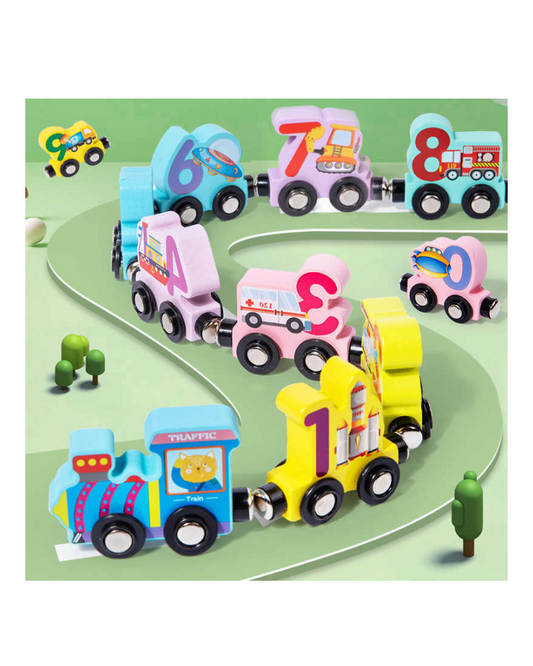 Wooden Magnetic Train with Numbers: Colorful Play & Learn