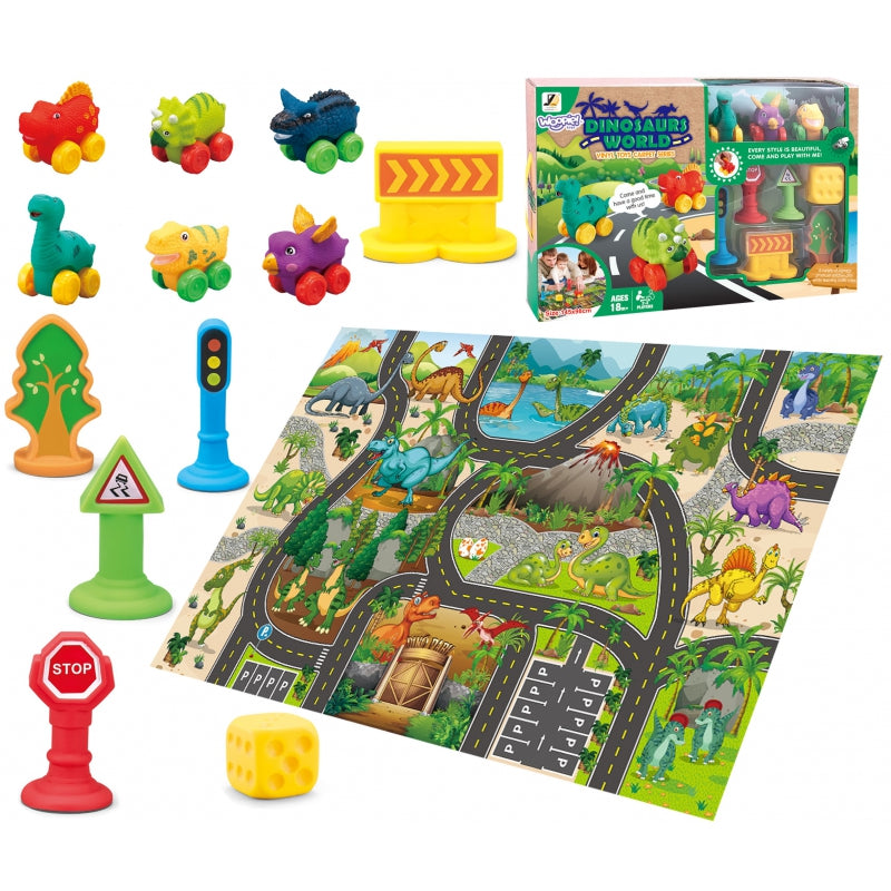 Colorful Dinosaur Toy Sliding Cars with Mat