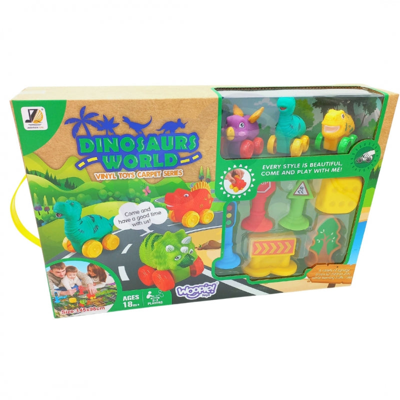 Colorful Dinosaur Toy Sliding Cars with Mat