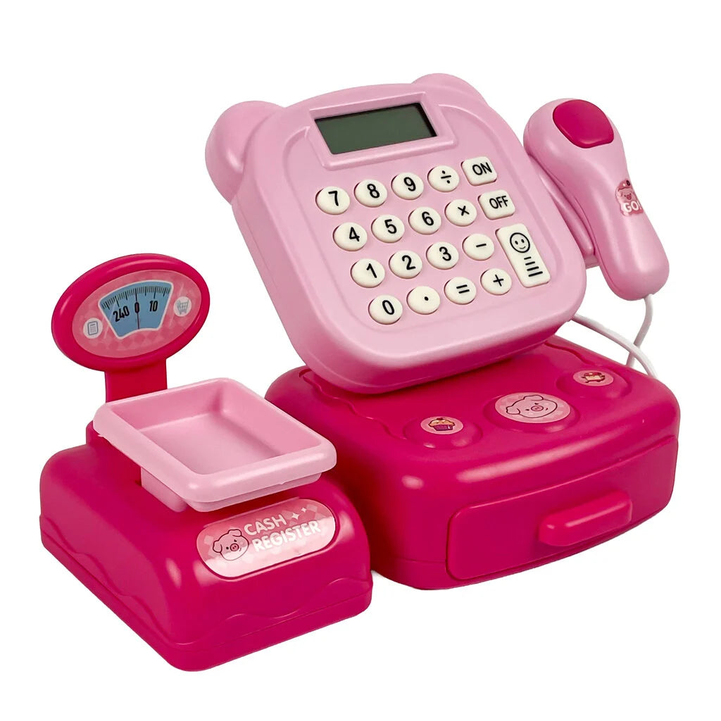 Kids Toy Cash Register with Scanner & Calculator – Pretend Play Grocery